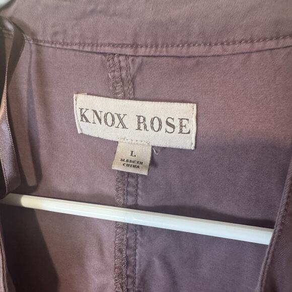 Knox Rose Purple Jacket Lagenlook Open Front Lightweight Utility Lyocell Size L - Picture 4 of 10